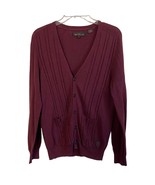 Ben Sherman Cardigan Sweater Cashmere Blend Burgundy Size Small - $39.15