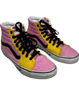 custom Vans SK8-Hi 2 Pink/Yellow/Black MEG checkerboard skate womens siz... - $46.50
