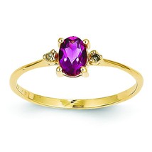 14K Gold Diamond &amp; Pink Tourmaline Birthstone Ring - £147.01 GBP