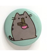 Pusheen the Internet Cat Eating Ramen Noodles Button Pin 1.25&quot; - £9.52 GBP