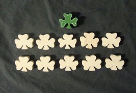 LOT of 10  MINIATURE Unfinished Wood St. Patricks CLOVER  NEW - $4.50