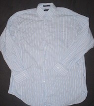 NAUTICA  Cotton blue stripe  long sleeve shirt  button collar sz  16  34/35  EUC - £3.12 GBP