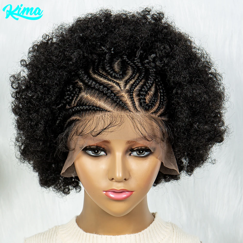 13x6 Lace Front Braided Wigs Africa Wig Synthetic Lace Front Wig With Baby Hair - £109.31 GBP