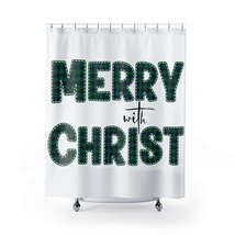 Home Decor, Fabric Shower Curtain - Waterproof, Merry With Christ, Green Plaid C - £55.15 GBP