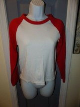 H &amp; M Divided Ribbed 2 Tone Red Long Sleeve Shirt Size M Women&#39;s EUC - £14.58 GBP