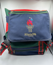 Vtg Atlanta Olympics 1996 Canvas Backpack Large Color Block 90s - £46.25 GBP