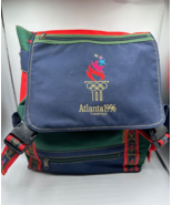 Vtg Atlanta Olympics 1996 Canvas Backpack Large Color Block 90s - £46.12 GBP