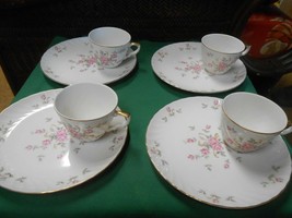 Beautiful LEFTON China Set of 4 LUNCHEON/DESSERT Sets Plate and Cup - £25.42 GBP