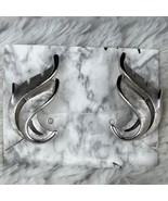 Vtg Crown Trifari Clip On Earrings Silver Tone Art Nouveau Art Deco Desi... - $52.97 CAD