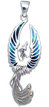 Jewelry Trends Flying Phoenix Fire Bird Sterling Silver Pendant Paua Shell Wings - £53.88 GBP