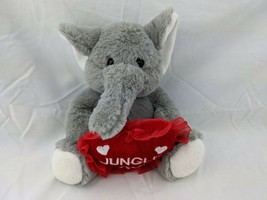 Gray Elephant Plush 7&quot; Jungle Love Heart Pillow Red Inter-American Products - $8.95