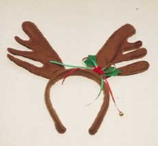 Reindeer Antlers with Christmas Holly Ribbon Headband - $5.71