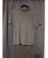 Joanna Top XL Green Short Sleeve Mock Neck 3D Texture Career Classic Mad... - €8,53 EUR