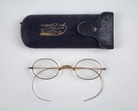 Antique Wire frame Gold Filled Spectacles eyeglasses w/ beautiful leathe... - $98.99