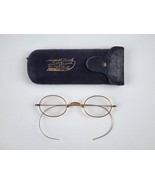 Antique Wire frame Gold Filled Spectacles eyeglasses w/ beautiful leathe... - $98.99