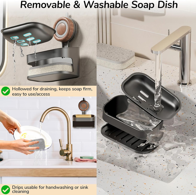 Non-Slip Vacuum Lock Suction Cup Soap Dish for Shower Detachable Easy Clean 2-In Item image 3