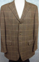 GORGEOUS Samuelsohn Brown Windowpane Cashmere &amp; Wool 3-Btn Sport Coat 42L - $66.49