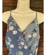 Charming Charlie Sundress Medium Stretch Spaghetti Strap Blue Floral Dre... - $7.60