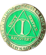 1 Year AA Medallion Reflex Green Gold Plated  RecoveryChip Design - $14.99