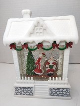 DILLARD&#39;S Illuminated Snow House Santa Kissing Mrs Claus SEE PHOTOS AND ... - £41.27 GBP