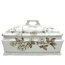 Staffordshire Brown Transferware Lidded Tureen VICTORIA Wileman Foley Potteries - £115.60 GBP