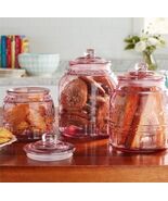 The Pioneer Woman Cassie Glass Canister Rose Discontinued Set of 3 New - $67.32