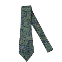Men's 100% Silk Necktie By Bruno Piattelli Paisley Floral Fancy BP20 Green Blue image 2