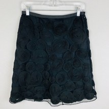 Etcetera Womens 4 Black Raised Applique Lined Sheer Artsy A-Line Skirt - £29.96 GBP