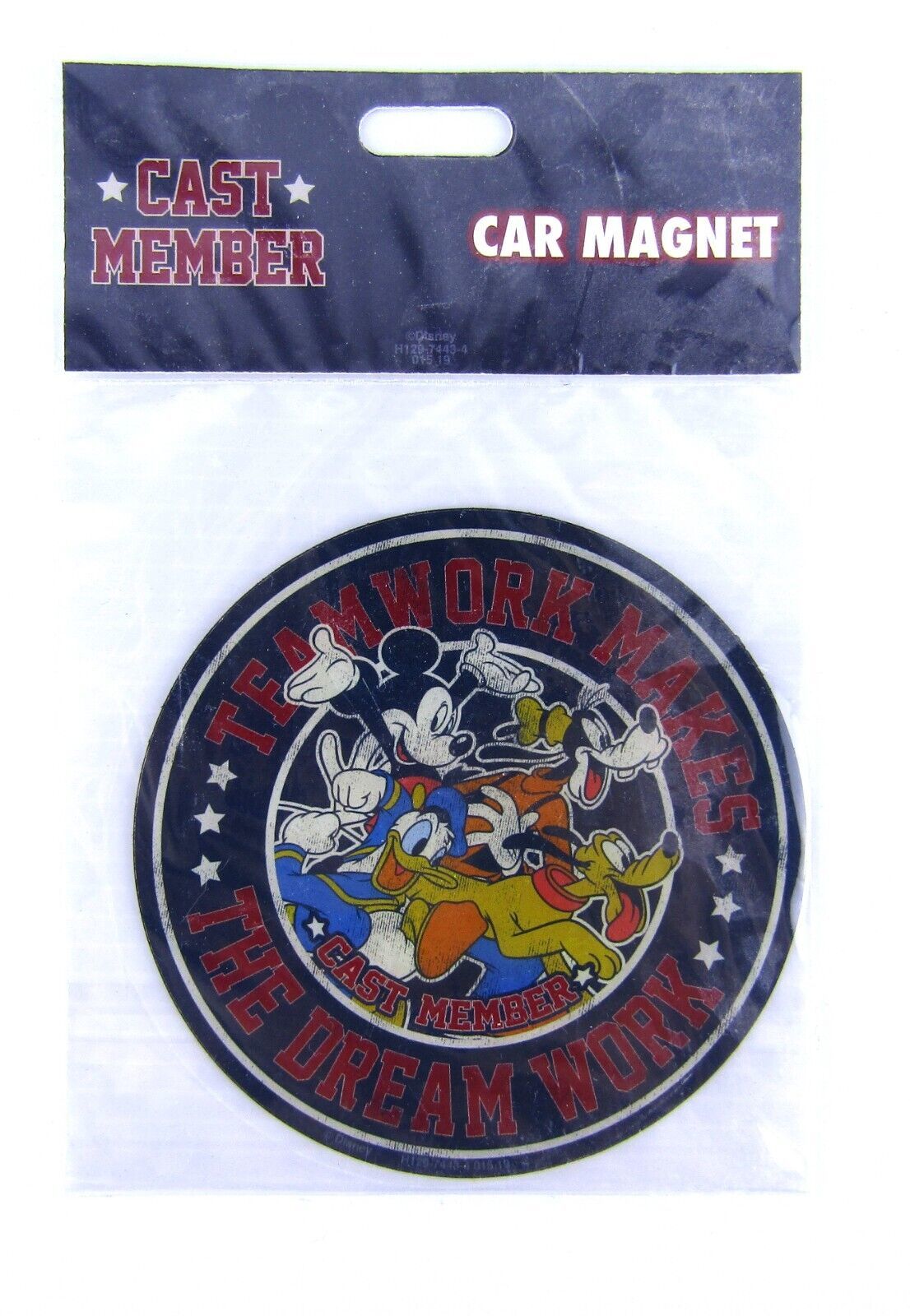 Primary image for Disney Cast Member Team Work Makes the Dream Work Mickey Donald Goofy Car Magnet