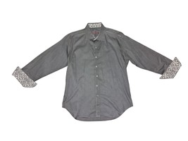 Robert Graham Classic Fit Flip Cuff Collar Paisely Button Shirt Gray Men... - $26.46