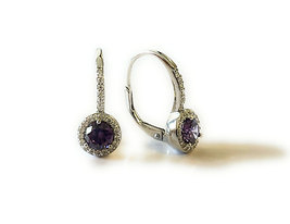 ADIRFINE 925 Sterling Silver Birthstone Color Stone Lever Back Earrings - £35.87 GBP