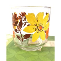 Vintage Libbey 3&quot; Juice Glasses Set of 4 Flowers Yellow Orange Brown Ret... - $37.05