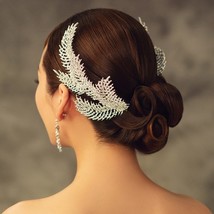 KMVEXO Vintage Wedding Headband Handmade Rhinestone Bridal Headpieces Leaf Crown - £18.28 GBP