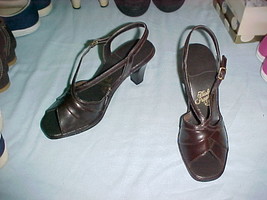 Hush Puppies OpenToe Slingback Brown 3&quot;heels 7M-NOS - £7.92 GBP