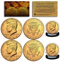 2024 24K Gold Clad Jfk Kennedy Half Dollars 2-Coin Set P&amp;D Mint w/COA &amp; Holders - £10.21 GBP