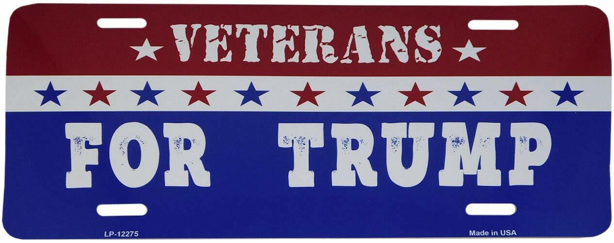 Veterans for Trump Red White Blue 6&quot;x12&quot; Aluminum License Plate USA Made - $4.88