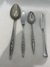 4 Vintage Ekco Eterna SANTIAGO  Stainless Steel Teaspoon, Slotted Spoon,... - $14.84