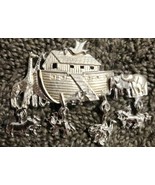 JJ Jonette Noah&#39;s Ark Dangling Animals Vintage Brooch Pin Pewter - $9.84