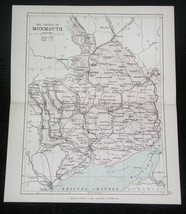 1884 Antique Map Of County Of Monmouth Monmouthshire Newport Wales - £21.98 GBP