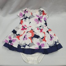 Vintage Gymboree Baby Girl Dress Floral Flower Navy Blue White Purple 6-... - £15.57 GBP