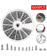 600Pcs/Set Small Metal Nuts Bolts small Screws Kits Assorted steel M1/M1... - $13.40