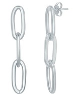 Paperclip Linked Chain Sterling Silver Dangling Earrings - $47.49