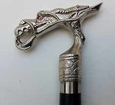 Halloween Dragon Head Brass Handle Walking Stick Vintage Handmade Perfec... - $479.41 MXN
