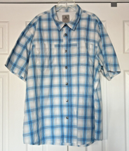 Ascend Mens Shirt 2XL Plaid Snap Up Chest Pockets Outdoor Textured Fishi... - $14.84