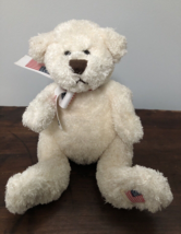 Nice American Adventures 2005 White Fluffy Patriotic American Flag Bear - $29.69