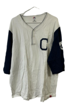 Majestic Men&#39;s Cleveland Indians Big Time Fan 3/4 Sleeve T-Shirt, White/Blu, 2XL - £19.77 GBP