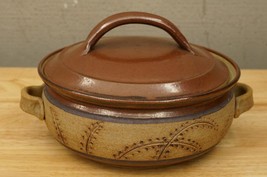 Studio Art Pottery CA Meredith Cooke Covered Casserole Pot Incised Leaf ... - £43.51 GBP