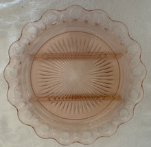 Vintage Old Colony Open Lace Pink Depression Glass 3 Section Relish Plate - $22.50