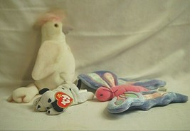 TY Originals Beanie Baby Lot of 3 Dotty Flitter KuKu Fuzzy Plush Toy Animals - £11.83 GBP