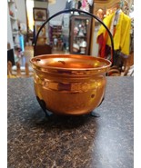 Vtg Copper Craft Guild C G 6&quot; Footed Cauldron Pot Twisted Handle - $27.12 CAD